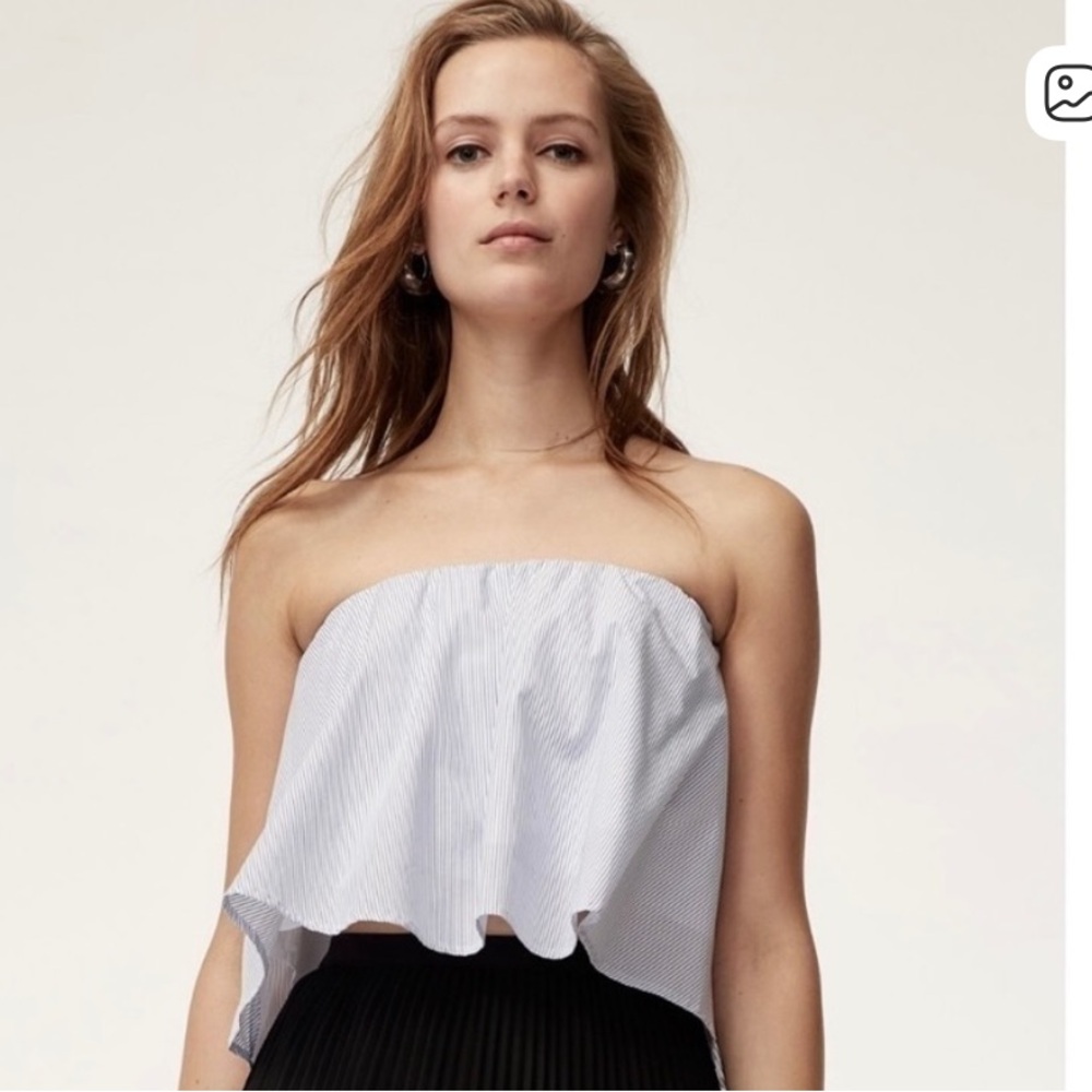 BABATON | Eckerd Striped Blouse Cropped Flounce Tube Top Size XS Aritzia